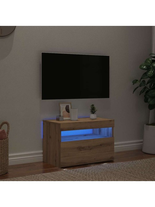 Tv-kaappi led-valoilla käsityöläinen tammi 60x35x40 cm
