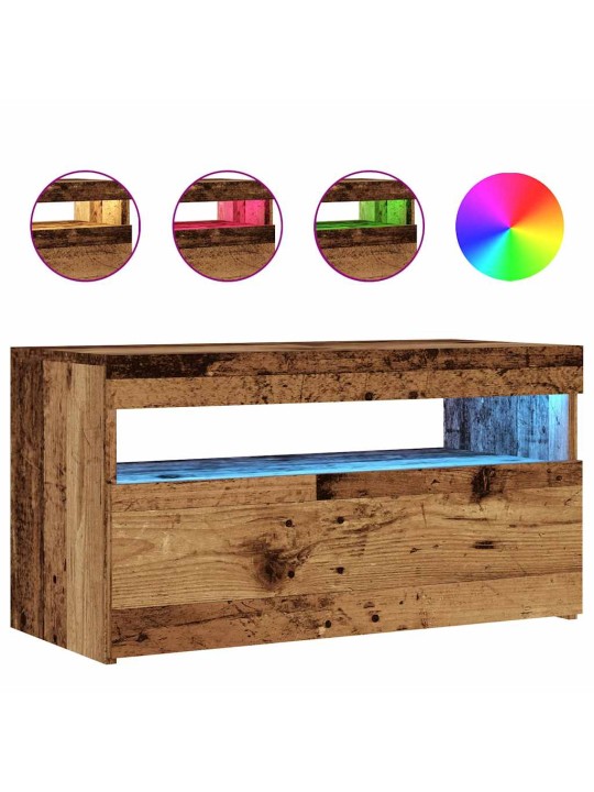 Tv-kaappi led-valoilla vanha puu 75x35x40 cm teknillinen puu