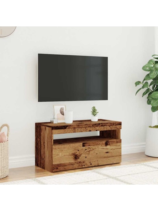 Tv-kaappi led-valoilla vanha puu 75x35x40 cm teknillinen puu