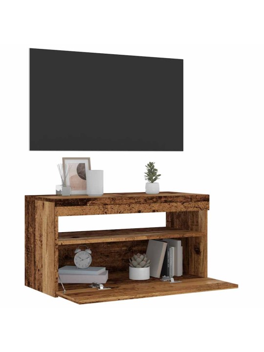 Tv-kaappi led-valoilla vanha puu 75x35x40 cm teknillinen puu