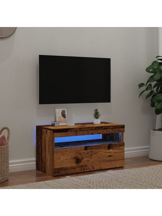 Tv-kaappi led-valoilla vanha puu 75x35x40 cm teknillinen puu