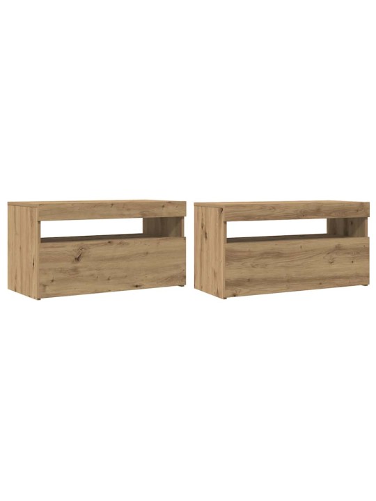 Tv-kaappi led-valoilla käsityöläinen tammi 75x35x40 cm