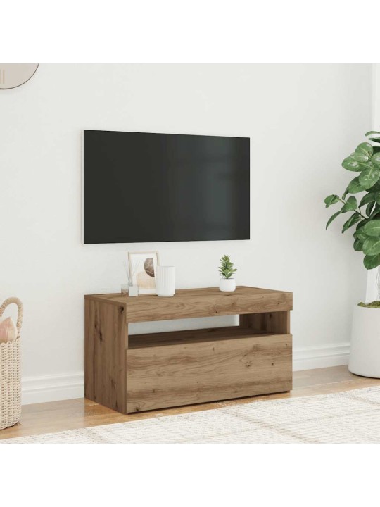 Tv-kaappi led-valoilla käsityöläinen tammi 75x35x40 cm