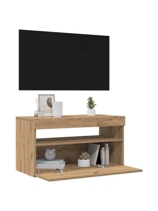 Tv-kaappi led-valoilla käsityöläinen tammi 75x35x40 cm