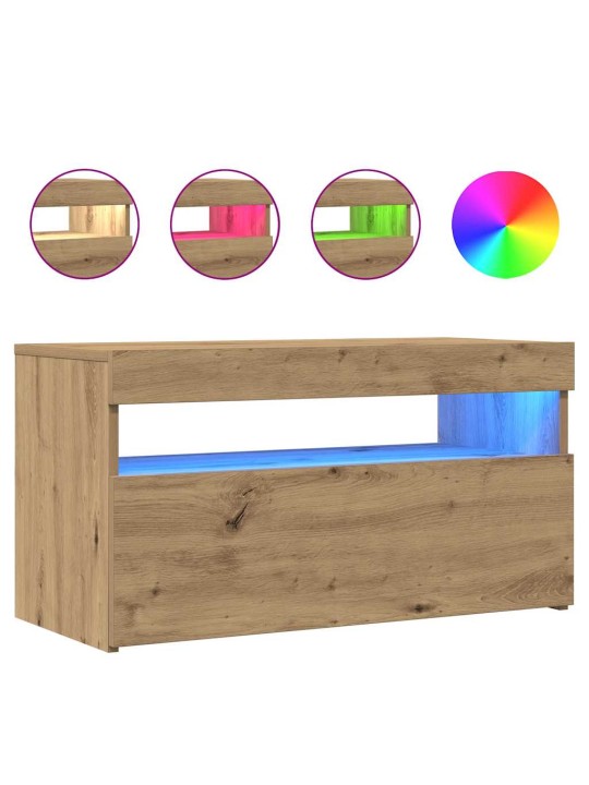 Tv-kaappi led-valoilla käsityöläinen tammi 75x35x40 cm