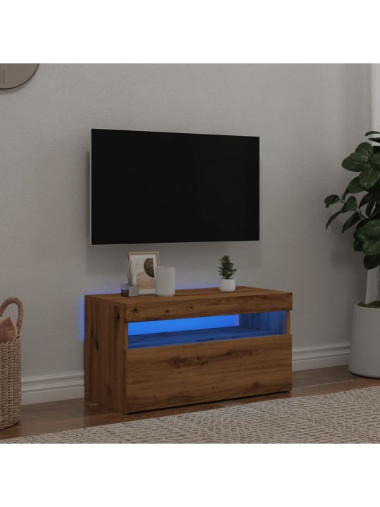 Tv-kaappi led-valoilla käsityöläinen tammi 75x35x40 cm