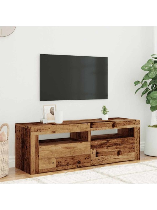 TV-kaappi LED-valoilla vanha puu 120x35x40 cm teknillinen puu