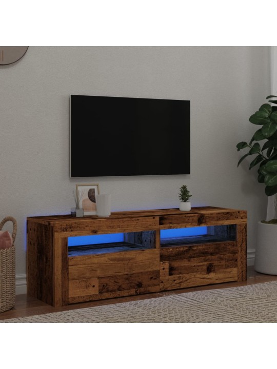 TV-kaappi LED-valoilla vanha puu 120x35x40 cm teknillinen puu