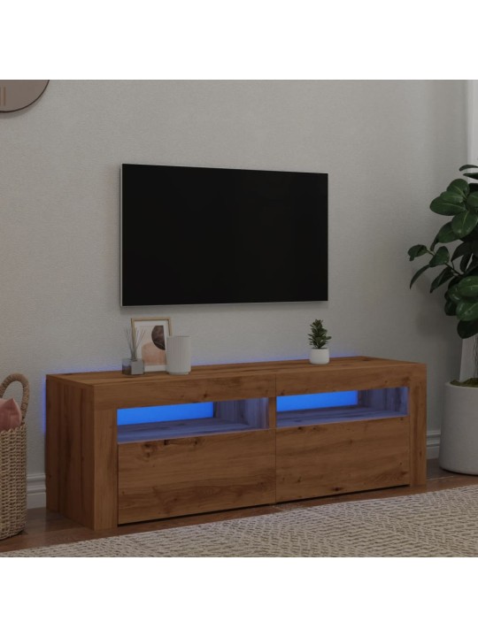 TV-kaappi LED-valoilla käsityöläinen tammi 120x35x40 cm