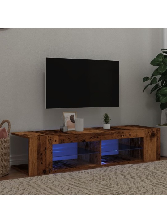 TV-kaappi LED-valoilla vanha puu 135x39x30 cm teknillinen puu