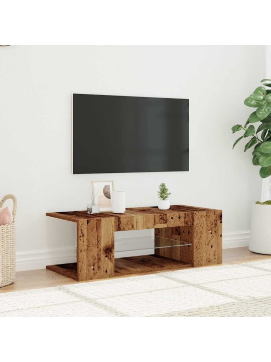 TV-kaappi LED-valoilla vanha puu 90x39x30 cm teknillinen puu