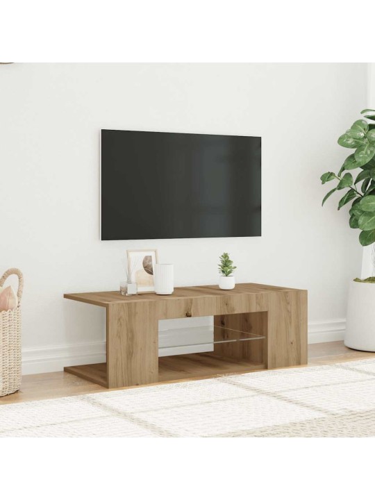 TV-kaappi LED-valoilla käsityöläinen tammi 90x39x30 cm