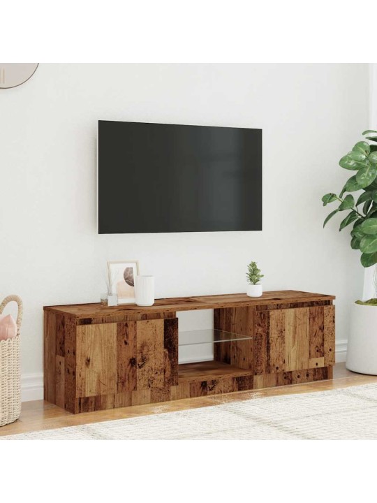 TV-kaappi LED-valoilla vanha puu 120x30x36 cm teknillinen puu