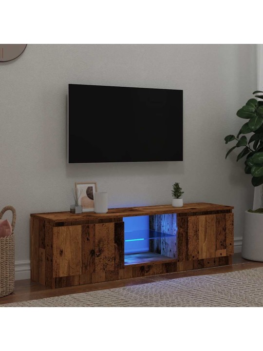 TV-kaappi LED-valoilla vanha puu 120x30x36 cm teknillinen puu