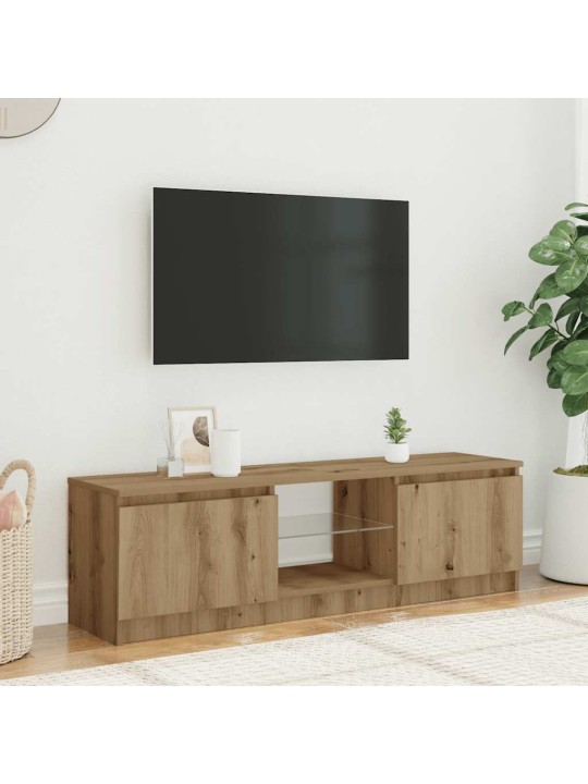 TV-kaappi LED-valoilla käsityöläinen tammi 120x30x36 cm