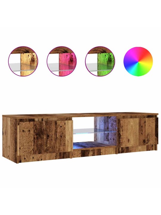 Tv-kaappi led-valoilla vanha puu 140x40x35,5 cm teknillinen puu