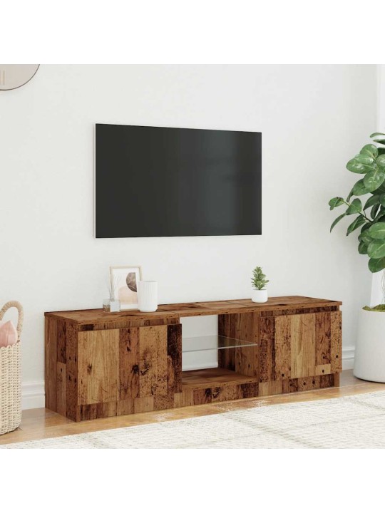 Tv-kaappi led-valoilla vanha puu 140x40x35,5 cm teknillinen puu