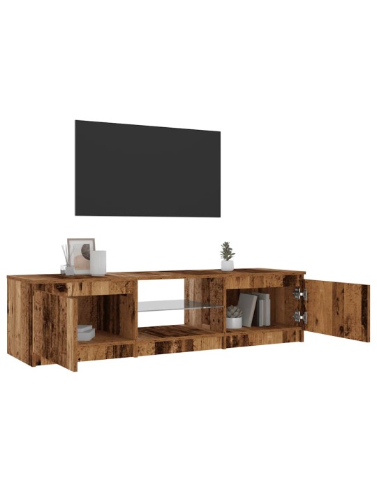 Tv-kaappi led-valoilla vanha puu 140x40x35,5 cm teknillinen puu