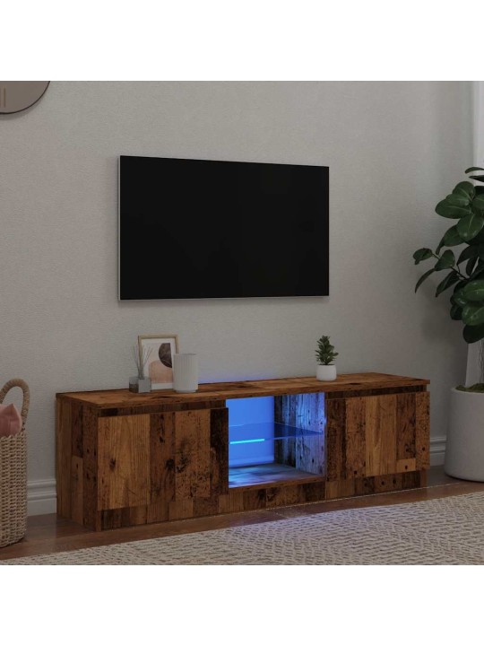 Tv-kaappi led-valoilla vanha puu 140x40x35,5 cm teknillinen puu