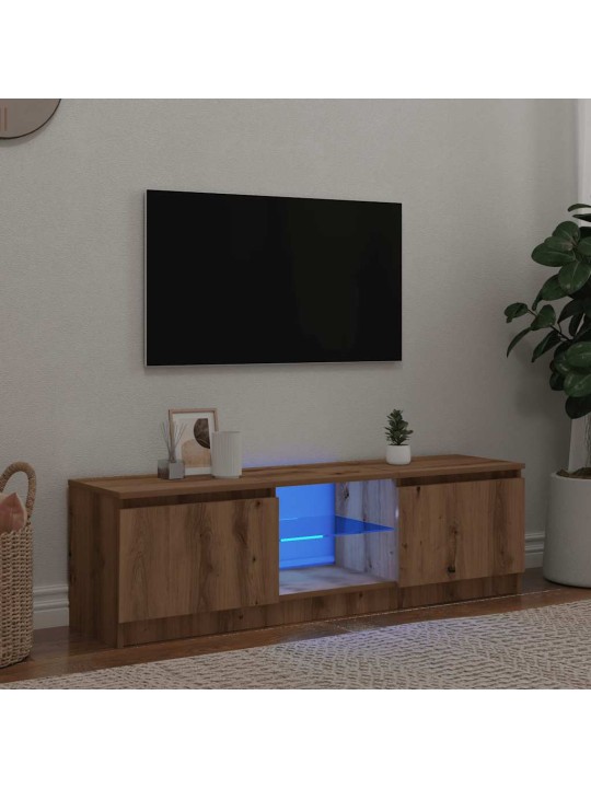 Tv-kaappi led-valoilla käsityöläinen tammi tekninen puu