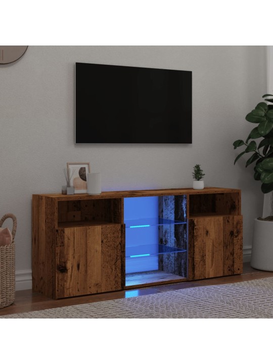 TV-kaappi LED-valoilla vanha puu 120x30x50 cm teknillinen puu