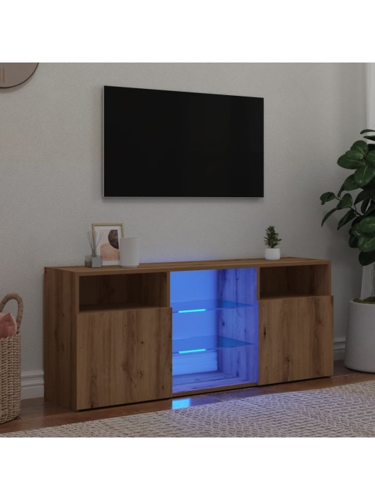 TV-kaappi LED-valoilla käsityöläinen tammi 120x30x50 cm