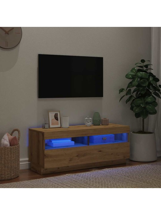 TV-kaappi LED-valoilla käsityöläinen tammi 100x35x40 cm