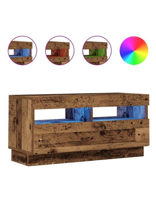 Tv-kaappi led-valoilla old wood 80x35x40 cm engineered wood