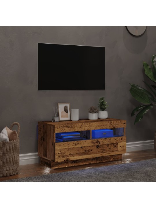Tv-kaappi led-valoilla old wood 80x35x40 cm engineered wood