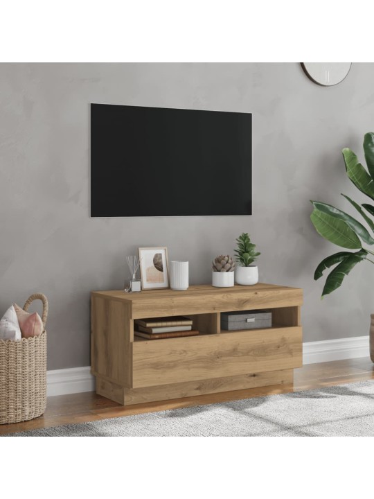Tv-kaappi led-valoilla käsityöläinen tammi tekninen puu