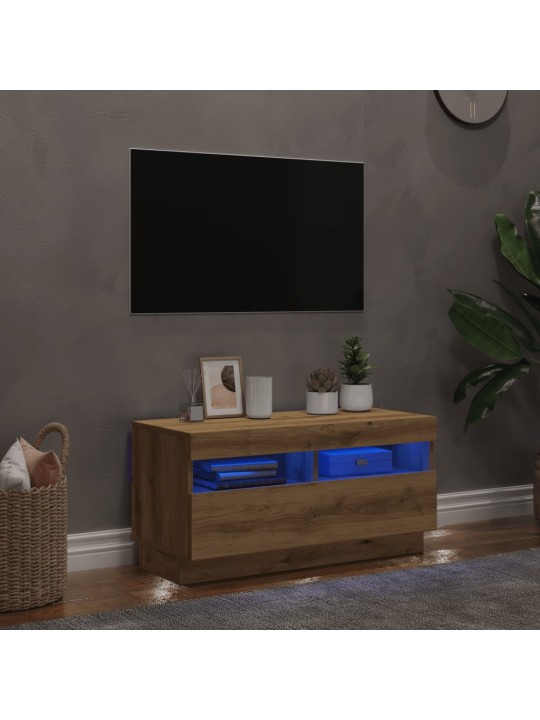 Tv-kaappi led-valoilla käsityöläinen tammi tekninen puu