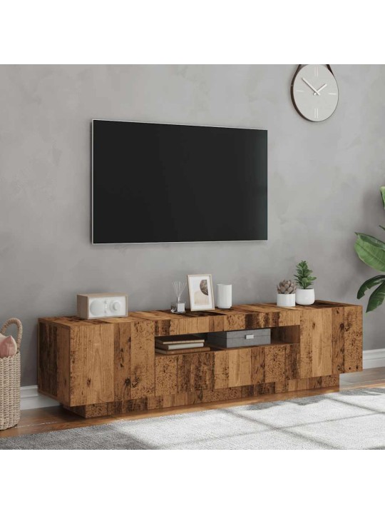 TV-kaappi LED-valoilla vanha puu 160x35x40 cm teknillinen puu