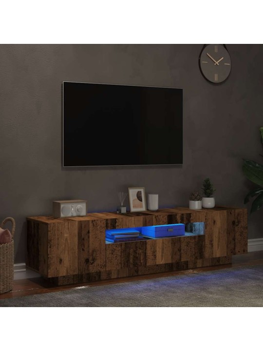 TV-kaappi LED-valoilla vanha puu 160x35x40 cm teknillinen puu