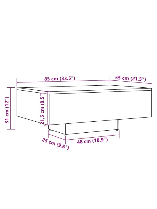 Sohvapöytä vanhaa puuta 85x55x31 cm lastulevy