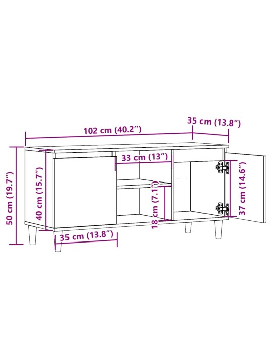 Tv kaappi vanhaa puuta 102x35x50 cm tekninen puu