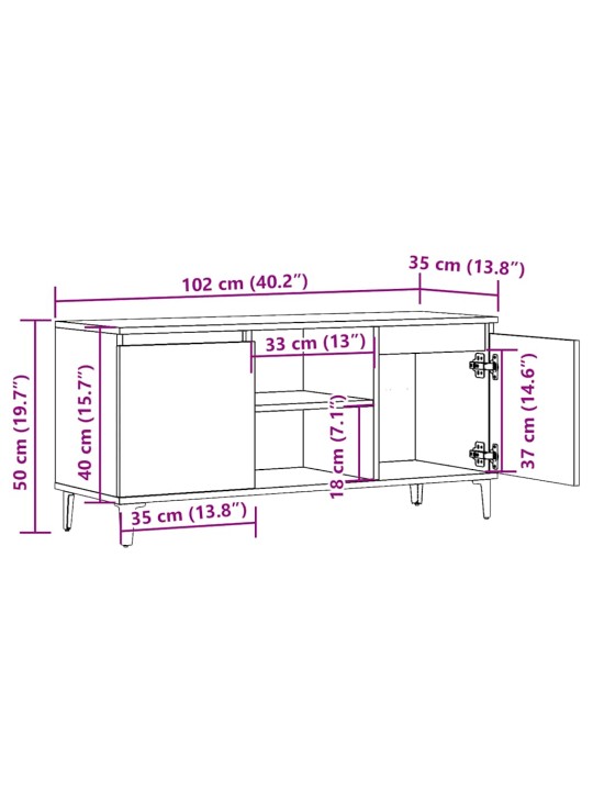 TV Kaappi vanhaa puuta 102x35x50 cm tekninen puu