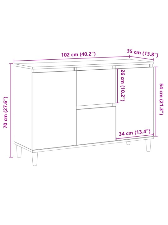 Senkki vanha puu 102x35x70 cm tekninen puu