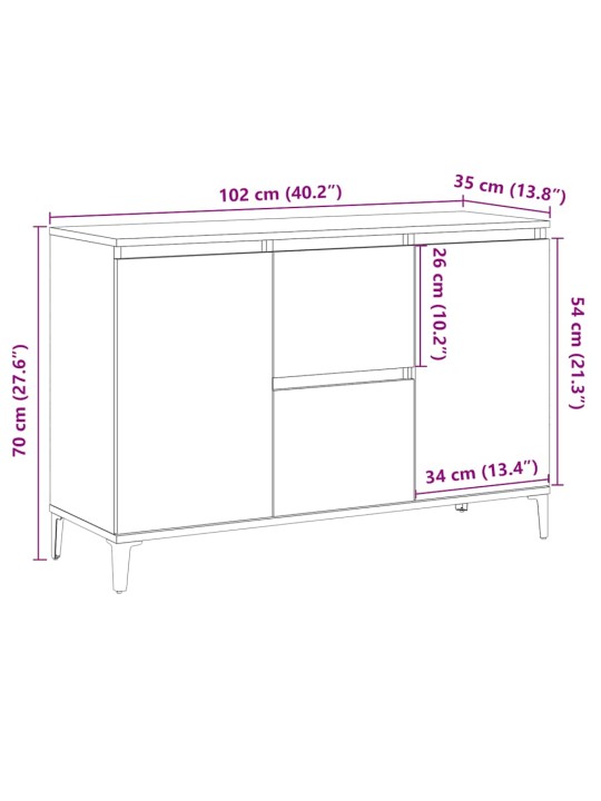 Senkki artesaani tammi 102x35x70 cm tekninen puu