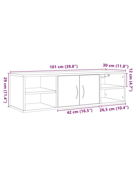 Seinäkaappi vanha puu 101x30x29 cm tekninen puu