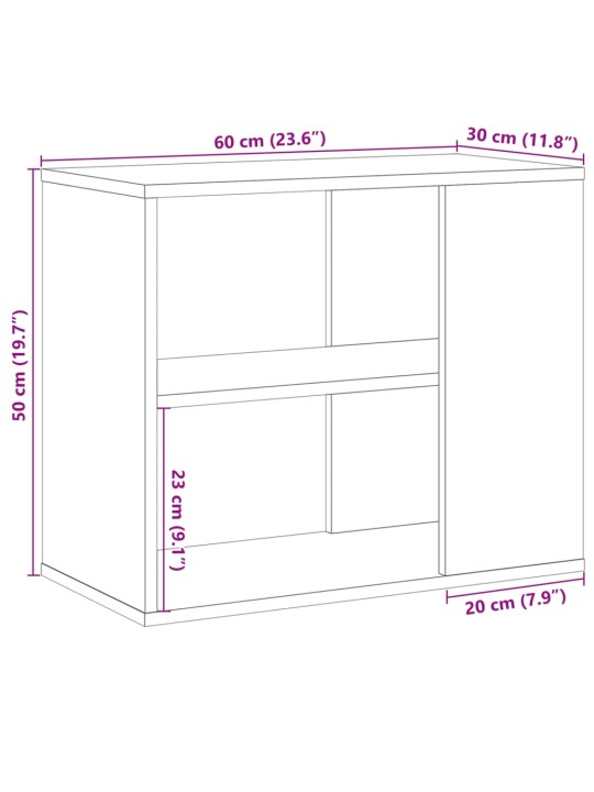 Sivukaappi käsityöläinen tammi 60x30x50 cm tekninen puu