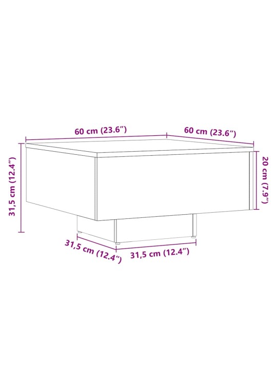 Sohvapöytä vanhaa puuta 60x60x31,5 cm lastulevy