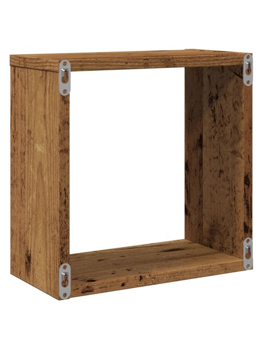 Wall cube hyllyt 6 kpl vanha puu 30x15x30 cm teknillinen puu