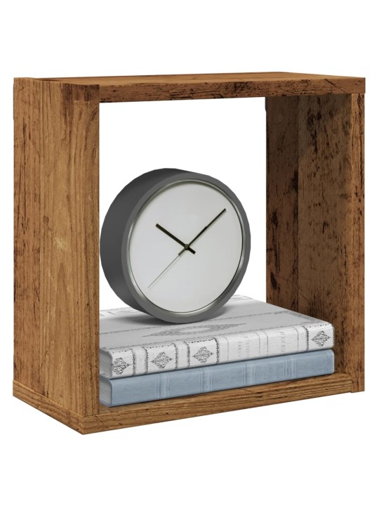 Wall cube hyllyt 6 kpl vanha puu 30x15x30 cm teknillinen puu