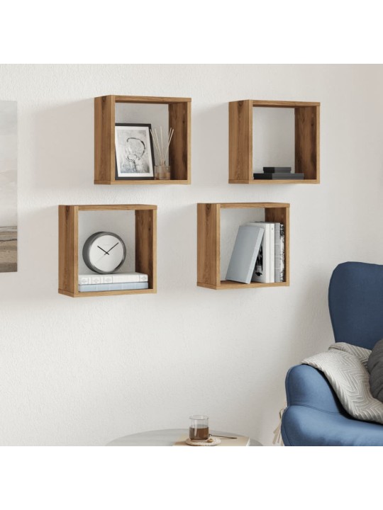 Wall cube hyllyt 4 kpl käsityöläinen tammi tekninen puu
