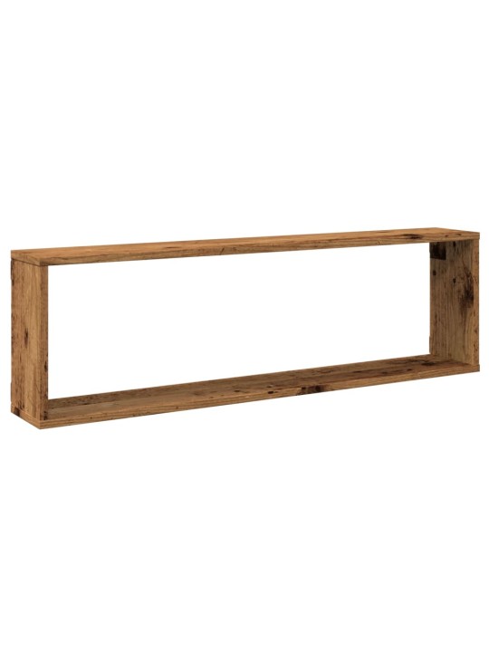 Kuutioseinähyllyt 2 kpl vanha puu 100x15x30 cm lastulevy