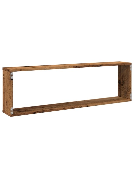 Kuutioseinähyllyt 2 kpl vanha puu 100x15x30 cm lastulevy
