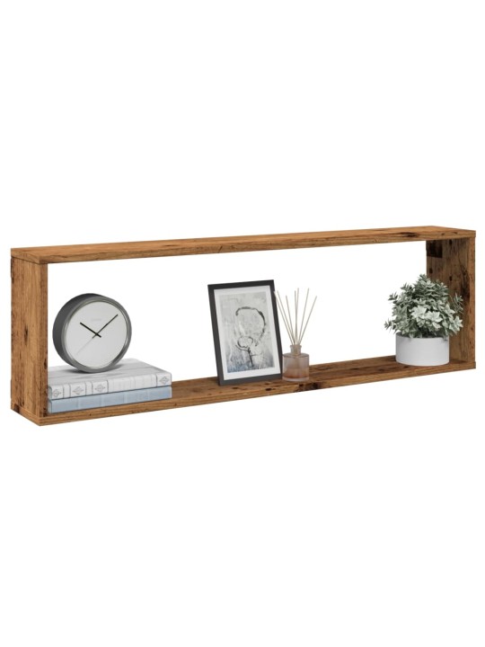 Kuutioseinähyllyt 2 kpl vanha puu 100x15x30 cm lastulevy