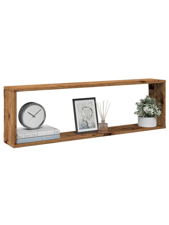Kuutioseinähyllyt 4 kpl vanha puu 100x15x30 cm lastulevy