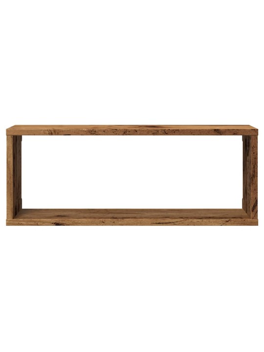 Kuutioseinähyllyt 2 kpl vanha puu 60x15x23 cm lastulevy