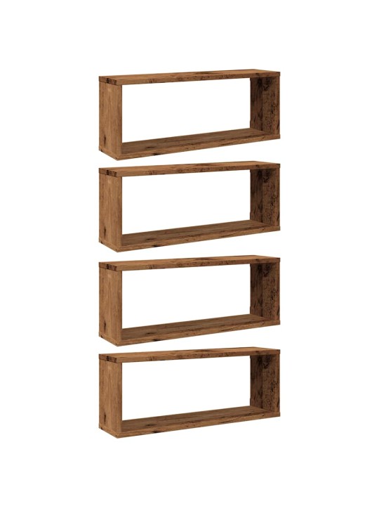 Kuutioseinähyllyt 4 kpl vanha puu 60x15x23 cm lastulevy
